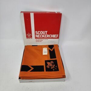 Vintage Boy Scouts BSA Neckerchief Official Orange‎ Black NOS Qty 12 + Box